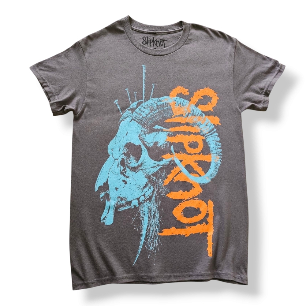 Slipknot Nailed Goat Gray, Orange & Blue Graphic Print T-Shirt Size Medium